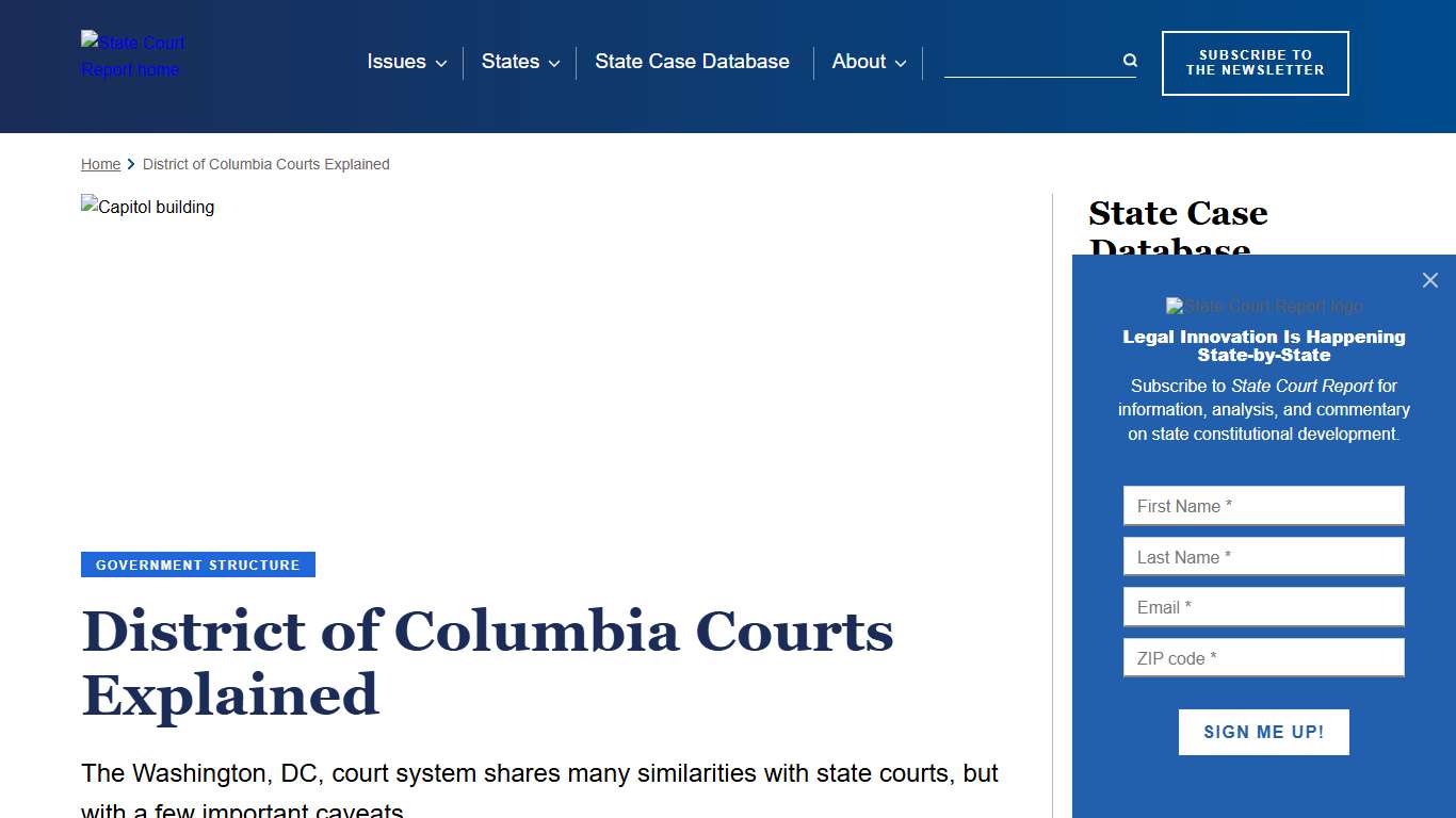 District of Columbia Courts Explained State Court Report