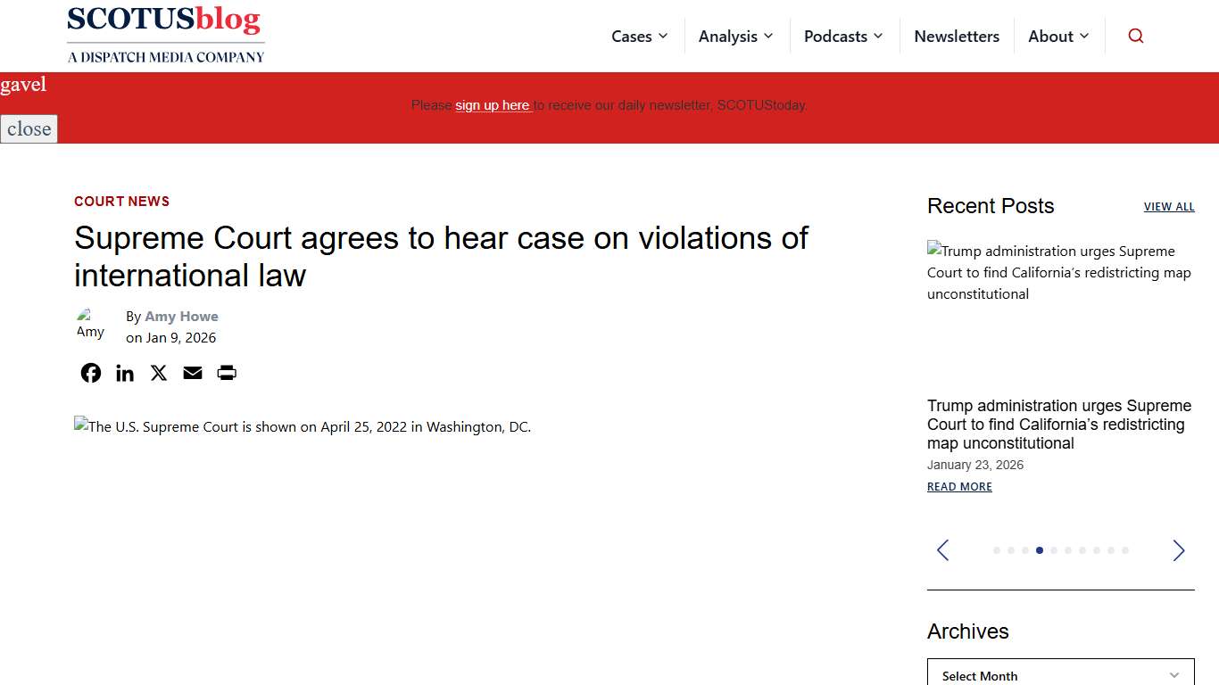 Supreme Court agrees to hear case on violations of international law - SCOTUSblog