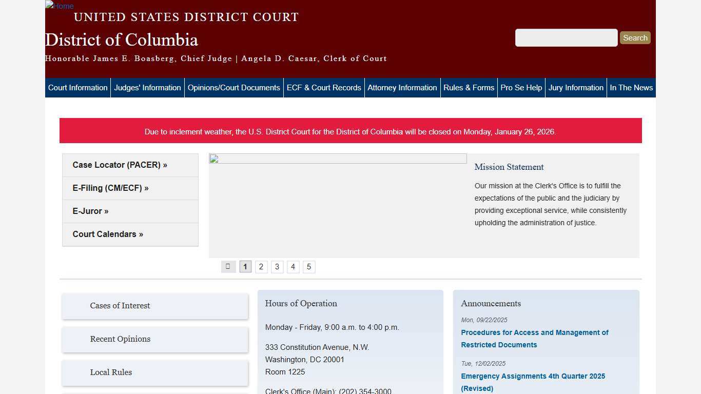 District of Columbia United States District Court