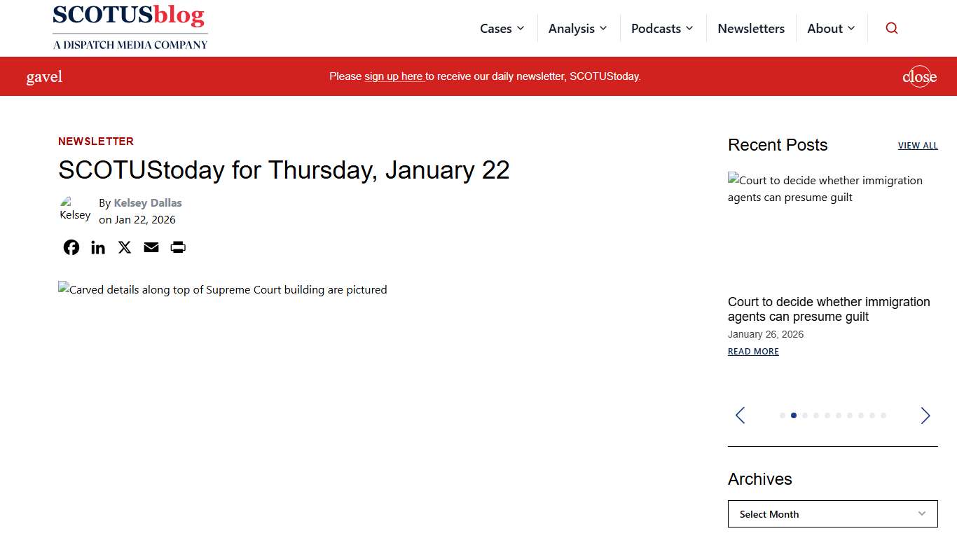 SCOTUStoday for Thursday, January 22 - SCOTUSblog